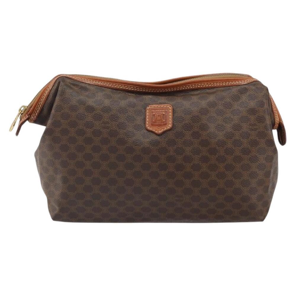CELINE Macadam Canvas Clutch Bag PVC Leather Brown Gold Auth 162022 - Picture 13 of 16